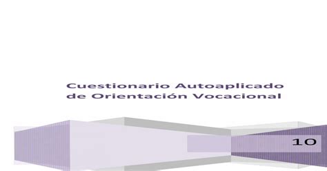 Cuestionario Autoaplicado De Orientación Vocacional Pdf Document