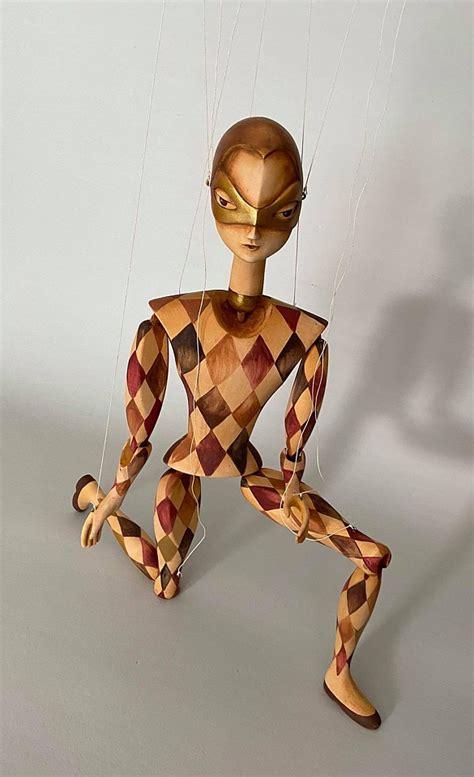 Brown Harlequin Exquisite Artistic Marionette Axamarionettes