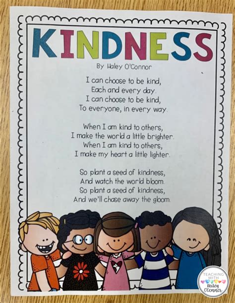 Kindness Poem For Kindergarten – Printable PDF Template