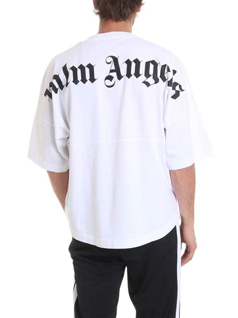 Palm Angels Oversize T Shirt In White With Logo Prints In White For Men