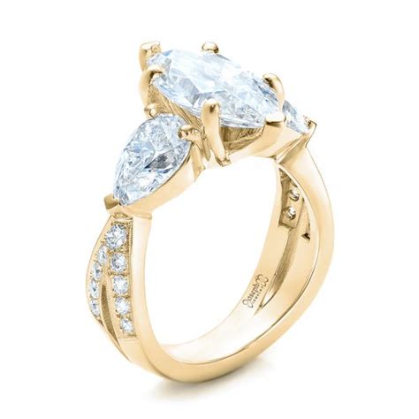 18k Yellow Gold Custom Marquise Diamond Engagement Ring 101227