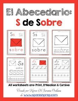 Spanish Alphabet Handwriting Practice Posters S De Sobre