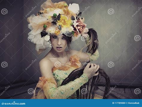 Brunette Beauty Sitting On A Chair Stock Photo Image Of Furniture Flirt
