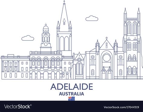 Adelaide city skyline Royalty Free Vector Image