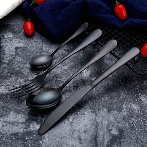 Pcs Luxury Stainless Steel Cutlery Set Spoon Knife Fork Set Pisau