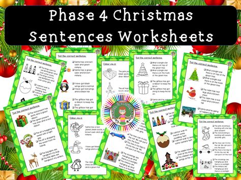 Phase 4 Christmas Sentences Worksheet Pack Teaching Resources