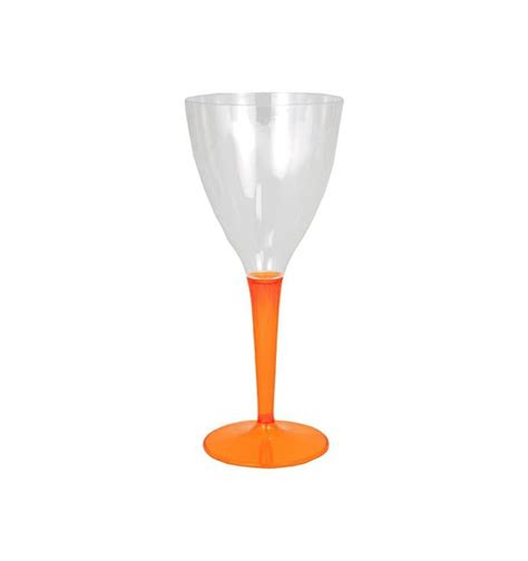 Plastic Stemmed Glass Wine Orange 130ml 6 Units