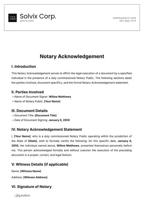 Free Notary Acknowledgement Template Edit Online And Download