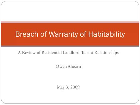 Breach Of Warranty Of Habitability Ppt