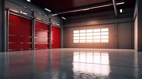 D Rendering Of Roller Door Opened In Garage Background Garage