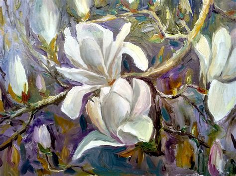 Magnolia Oil Painting Spring Flowers Oil Painting on Canvas | Etsy