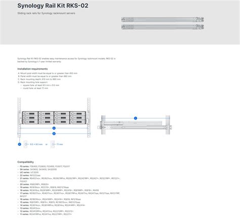 Buy Rks 02 Synology Rail Kit Rks 02 Sliding For 1u 2u And 3u Nas