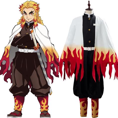 Demon Slayer Kimetsu no Yaiba Kyojuro Rengoku Kostüm Cosplay Kostüm Set ...