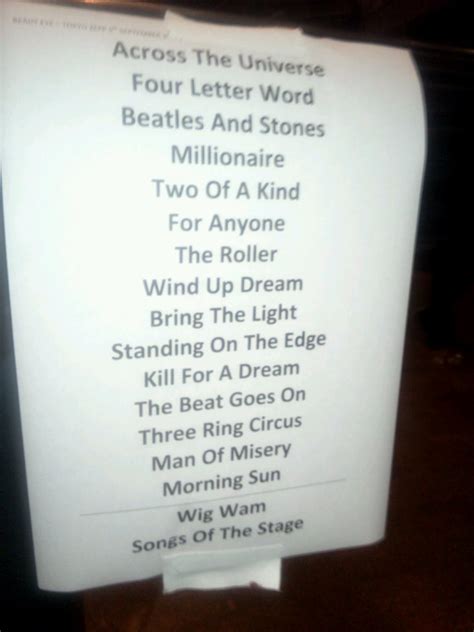 Beady Eye In Tokyo Across The Universe Is Included In The Setlist