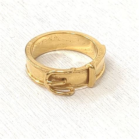 Hermes Paris Vintage Gold Plated Scarf Ring Belt M… - Gem