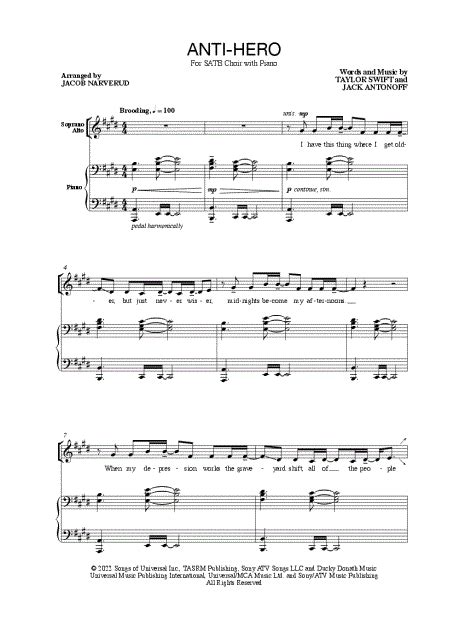 Jacob Narverud Anti Hero Sheet Music In E Major Download And Print