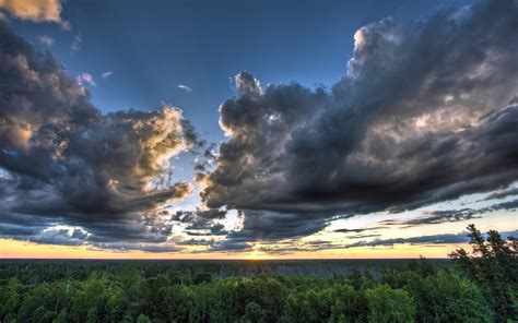 Wallpaper X Px Clouds Forest Landscape Nature Sky