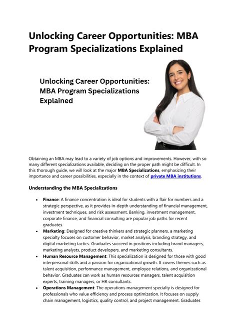 Ppt Unlocking Career Opportunities Mba Program Specializations