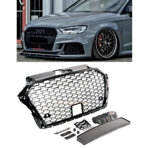 CALANDRE NOIR BRILLANT LOOK RS3 POUR AUDI A3 ET S3 8V PHASE 2 DE 05