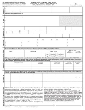 Fillable Online Eip Sc Cobra Noe South Carolina Public Employee