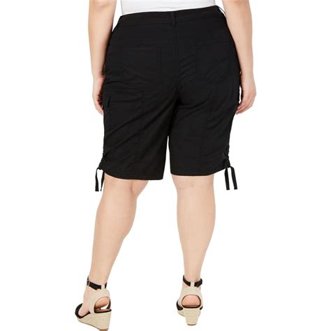 Style Co Womens Black Mid Rise Cargo Bermuda Shorts Plus W Bhfo