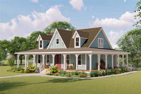 3-Bed Country Home Plan with 3-Sided Wraparound Porch - 500051VV ...