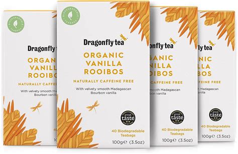 Dragonfly Vanilla Rooibos Tea Pack Of 4 X 40 Organic Tea Bags 160