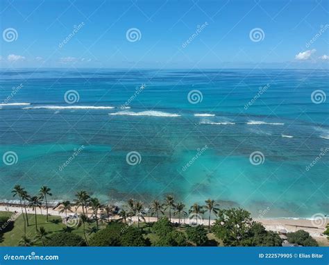 Panorama Aerial Drone View Of Waikiki Beach Honolulu Hawaii Usa Taken