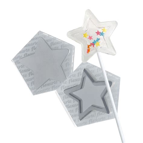 Pirulitos Estrela Chocalho Cm Flexarte Moldes De Silicone