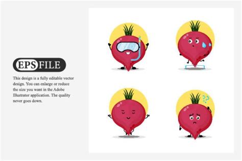 Collection Of Cute Beetroot Characters Graphic By Wayan Sandika