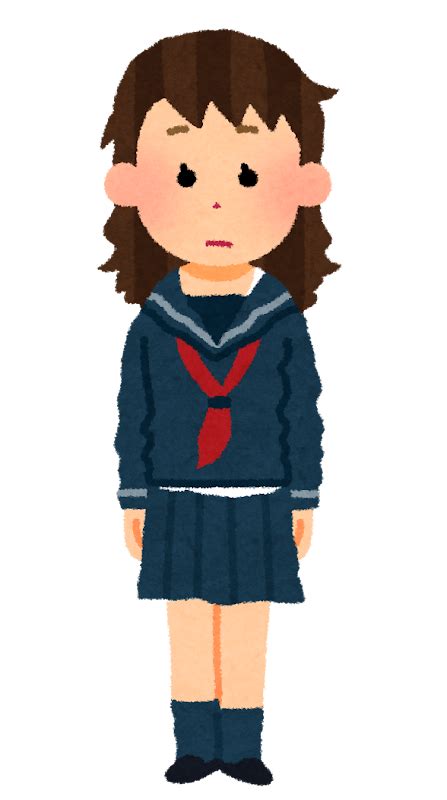 無料イラスト かわいいフリー素材集 よれよれの制服を着た学生のイラスト（女子・セーラー服）