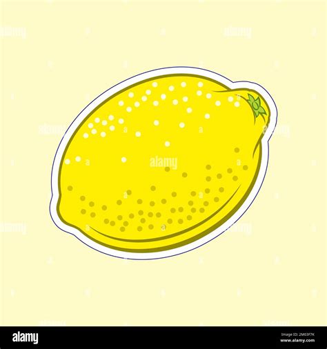 Illustration Of Juicy Stylized Lemon Citrus Fruit Icon For Food Apps And Stickers Isolated On A