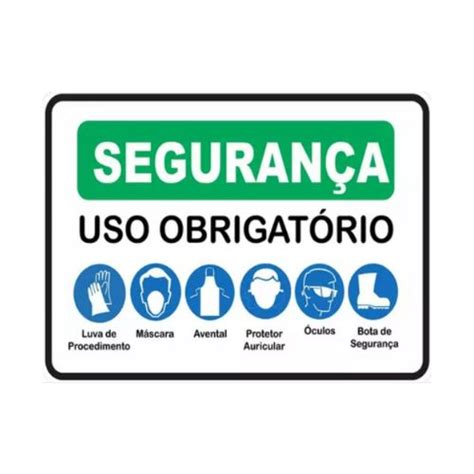 Placa Uso Obrigat Rio Epi S Luva Mascara Avental Protetor Auricular