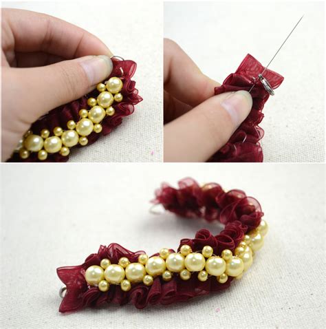 Make Cool Bracelets Out Of Pearl Beads And Organza Ribbon · How To Make