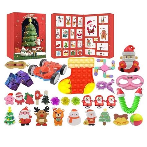 24 St Set Adventskalender Fidget Toys Jultomten DIY Xmas Tree Hanging