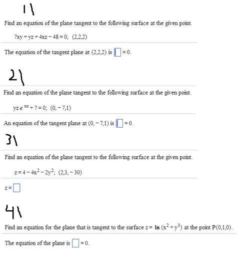 Solved Find An Equation Of The Plane Tangent To The