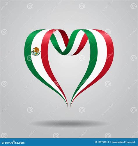 Cinta En Forma De Corazón De La Bandera Mexicana Ilustración Del Vector