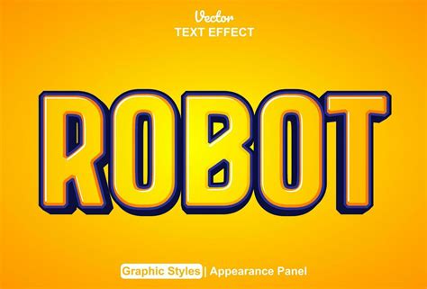 Robot Text Effect With Orange Color Graphic Editable Style