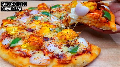 Paneer Cheese Burst Pizza No Oven No Yeast Paneer Pizza Dominos