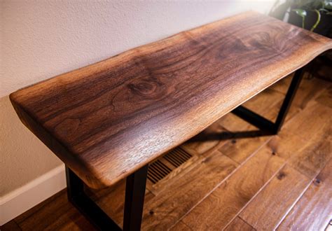 Handmade Live Edge Black Walnut Bench Custom Metal Legs Etsy