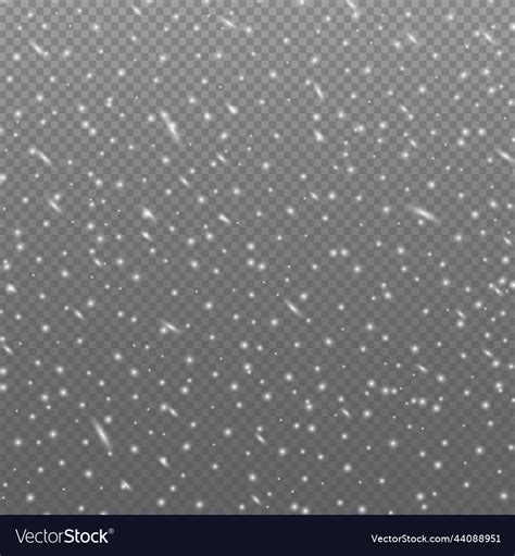 White Falling Snow On Transparent Background Vector Image