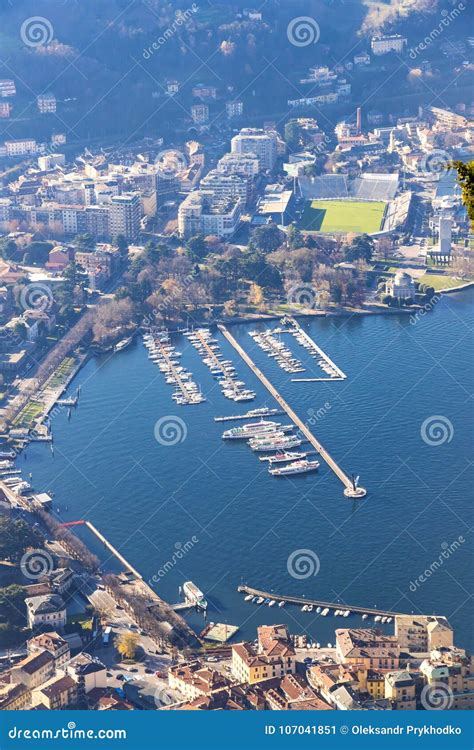 Aerial View of City of Como on Lake Como, Italy Stock Image - Image of ...