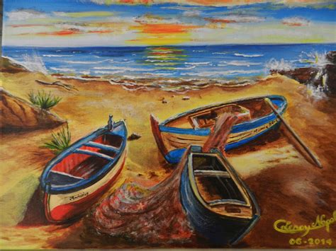 Peinture Barques De P Cheurs