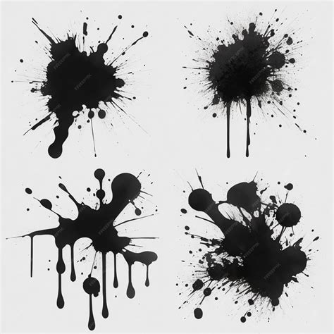 Premium Ai Image Vector Black Ink Watercolor Splatter Texture Set Of Four