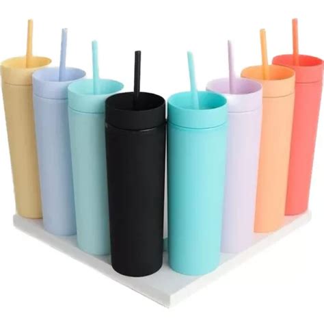 Vaso Skinny Doble Pared Oz Cierre Herm Tico Popote Mercadolibre