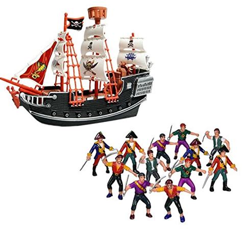 Kids Pirate Ship + 12 Plastic Pirate Action Figures Boys Perfect Play ...