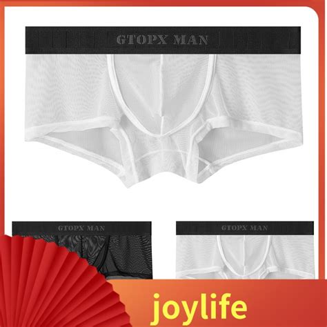 Joylife Sexy Men Briefs Mesh See Through Pouch Boxer Bikini Underwear Soft Breathable Shopee