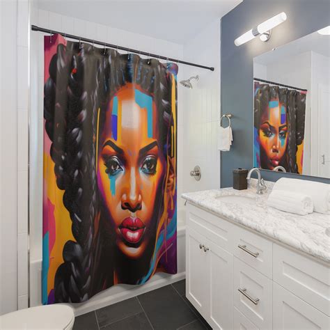 The Model Afrocentric Black Woman Abstract Art Shower Curtain Digital