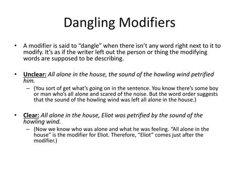 Ppt Misplaced And Dangling Modifiers Powerpoint Presentation Free Download Id2241909