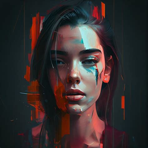 Premium Photo Abstract Portrait Of Woman With Glitch Effect